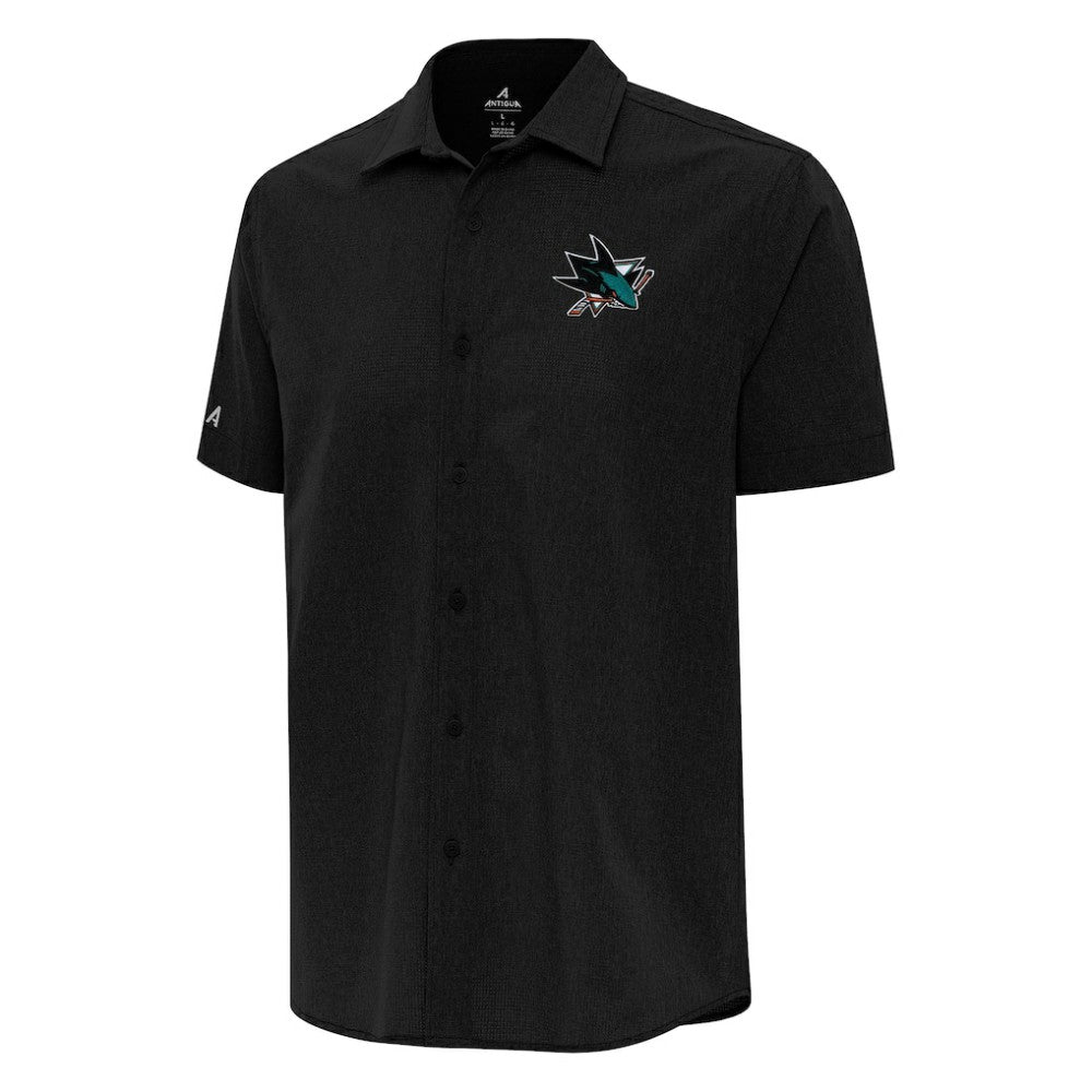 San Jose Sharks Antigua Activate Woven Short Sleeve Button-Up Shirt - Black - NHL