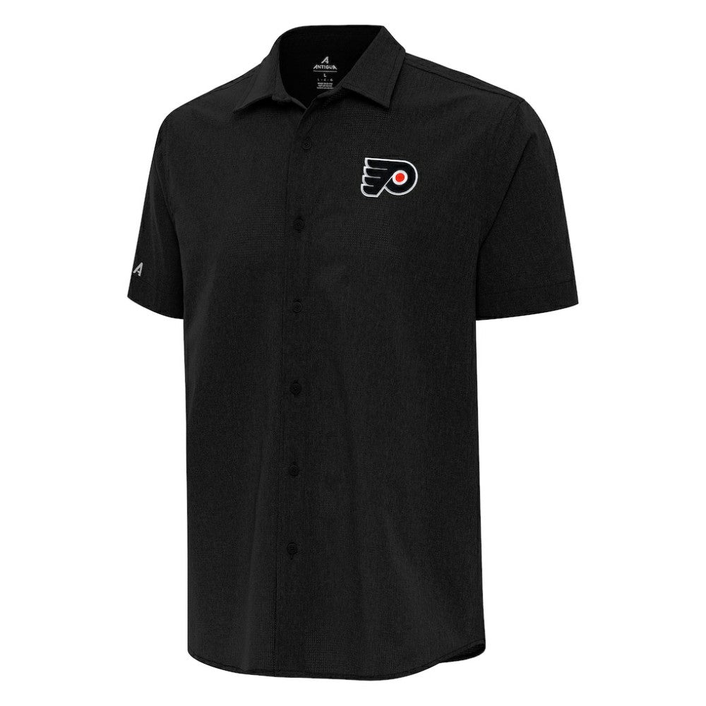 Philadelphia Flyers Antigua Activate Woven Short Sleeve Button-Up Shirt - Black - NHL