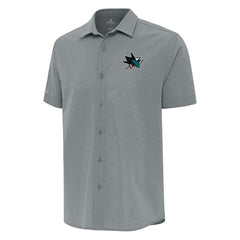 San Jose Sharks Antigua Activate Woven Short Sleeve Button-Up Shirt - Gray - NHL