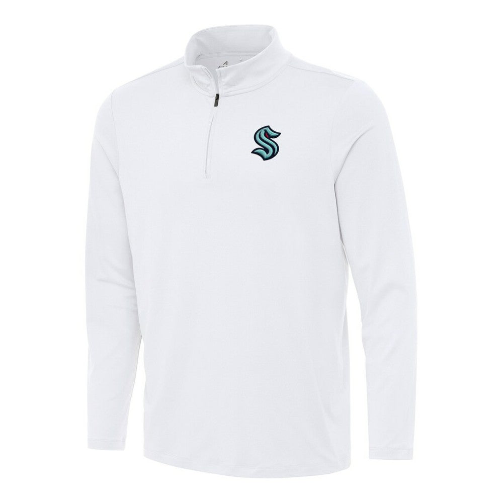 Seattle Kraken Antigua Reprocess Quarter-Zip Top - White - NHL