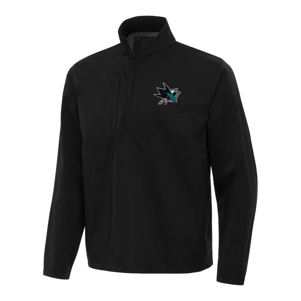 San Jose Sharks Antigua Brisk Quarter-Zip Windbreaker - Black - NHL