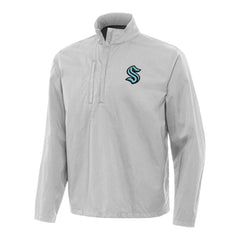 Seattle Kraken Antigua Brisk Quarter-Zip Windbreaker - Heather Gray - NHL