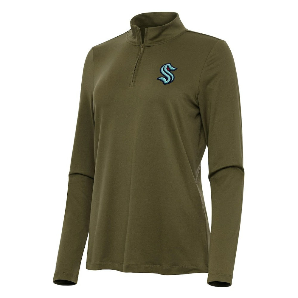 Seattle Kraken Antigua Women's Reprocess Quarter-Zip Top - Olive - NHL