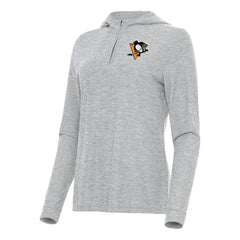 Pittsburgh Penguins Antigua Women's Daybreak Quarter-Zip Hoodie - Heather Gray - NHL