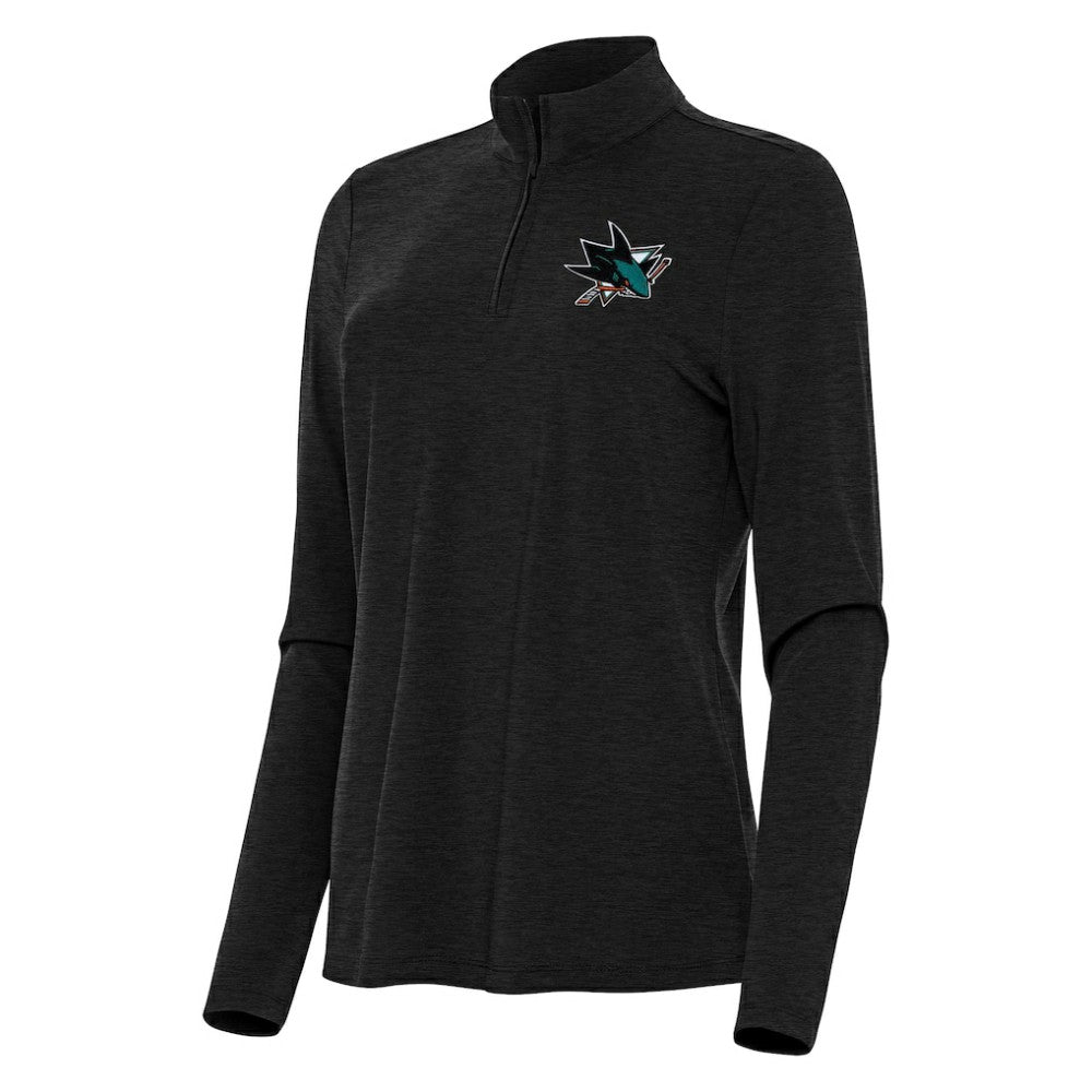 San Jose Sharks Antigua Women's Bright Quarter-Zip Top - Heather Black - NHL