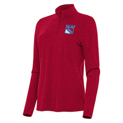 New York Rangers Antigua Women's Bright Quarter-Zip Top - Heather Red - NHL