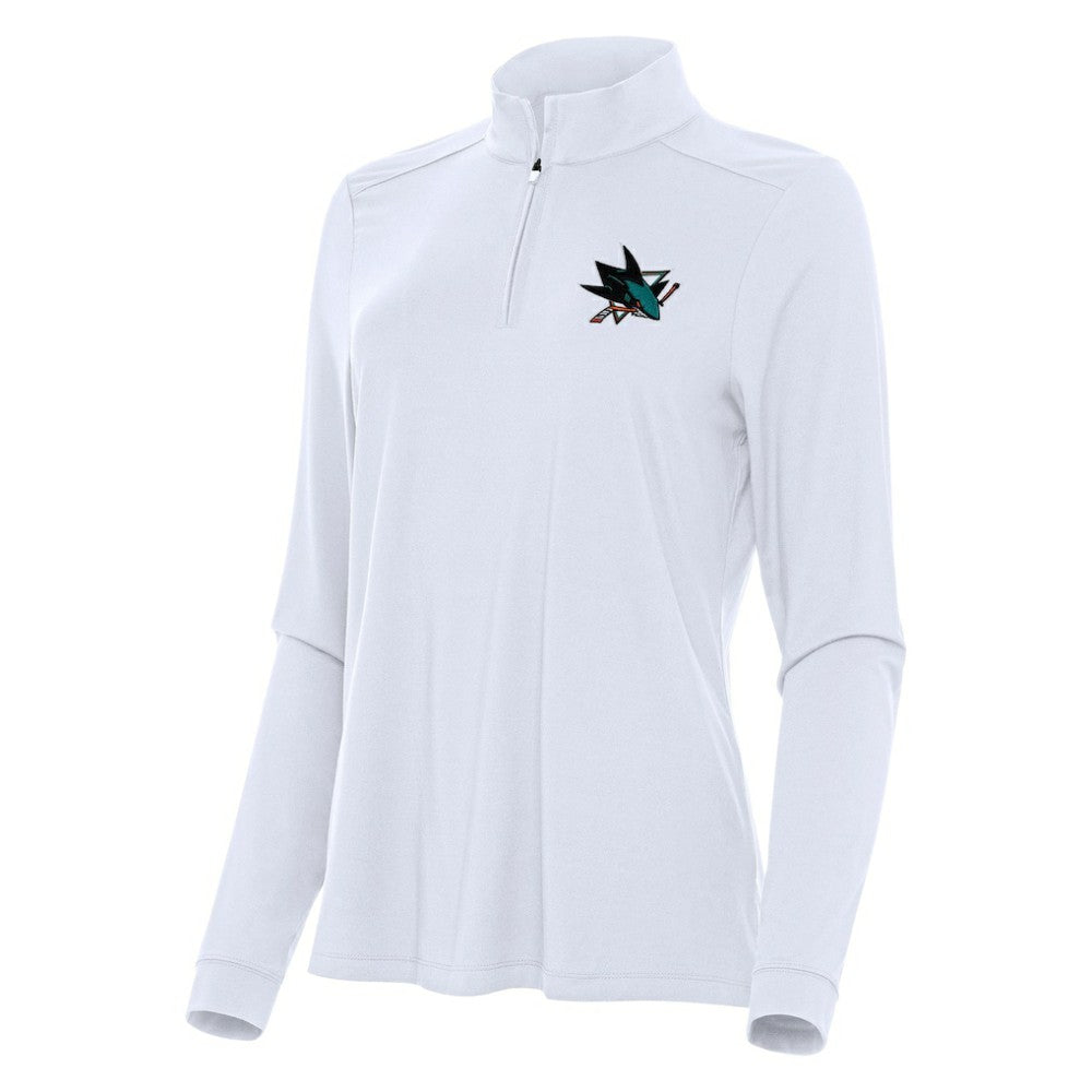 San Jose Sharks Antigua Women's Intent Quarter-Zip Top - White - NHL