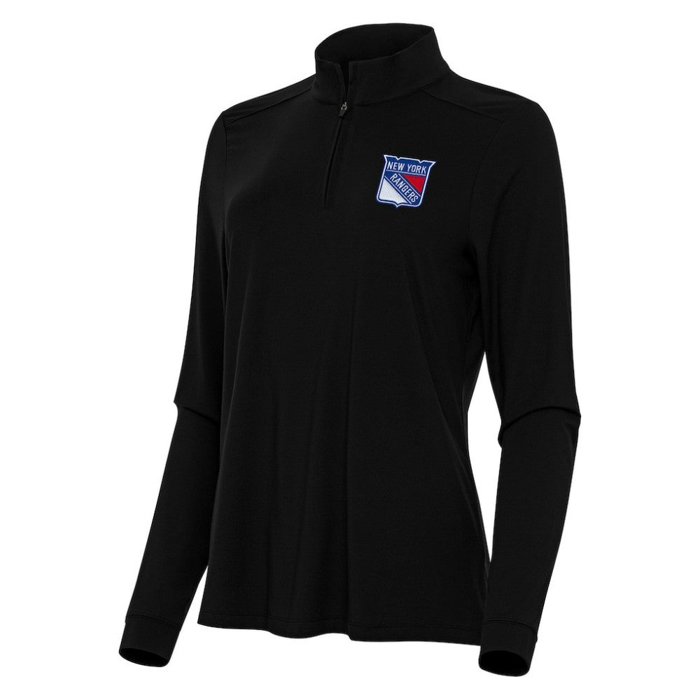 New York Rangers Antigua Women's Intent Quarter-Zip Top - Black - NHL