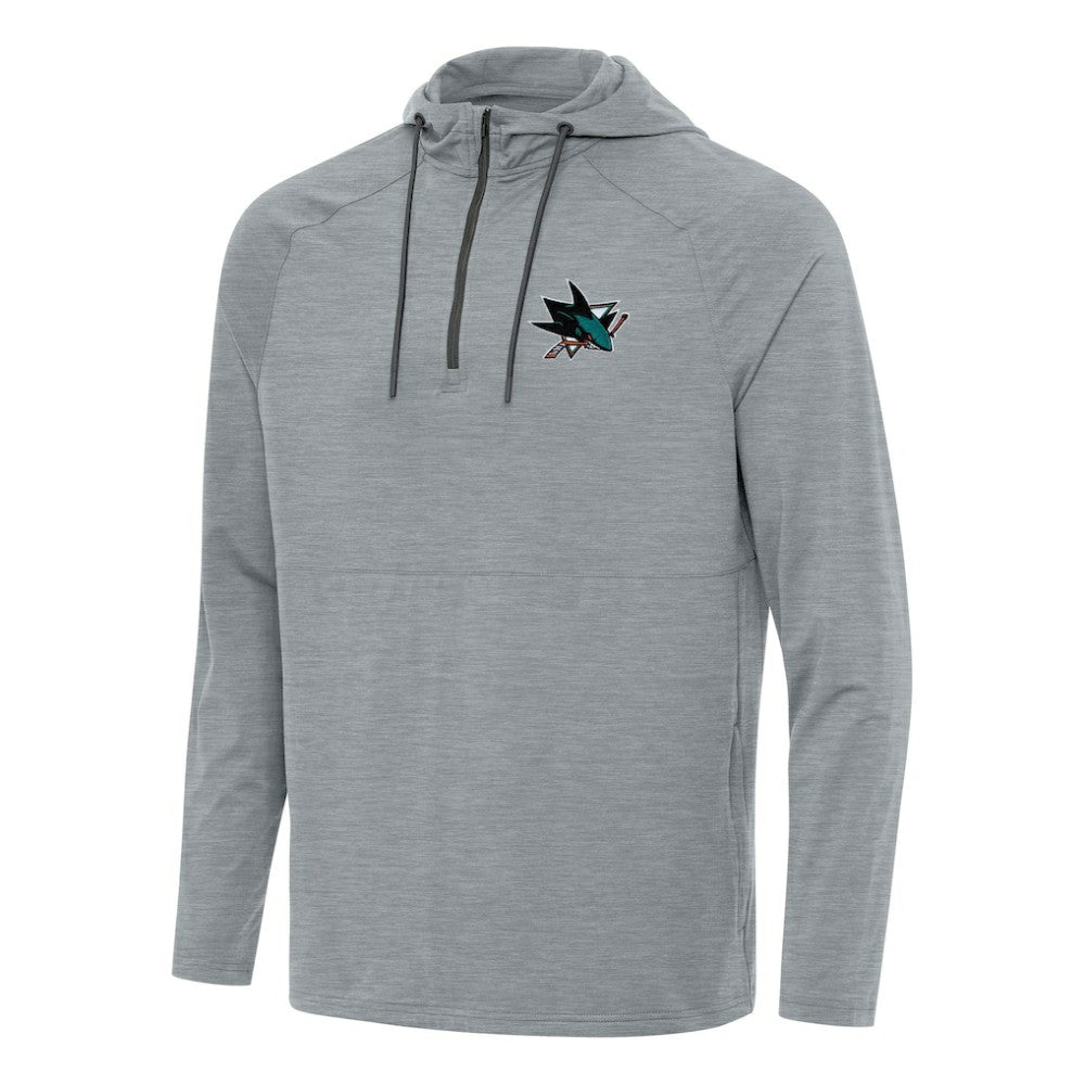 San Jose Sharks Antigua Spikes Quarter-Zip Hoodie - Heather Gray - NHL