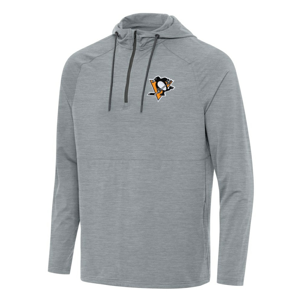 Pittsburgh Penguins Antigua Spikes Quarter-Zip Hoodie - Heather Gray - NHL