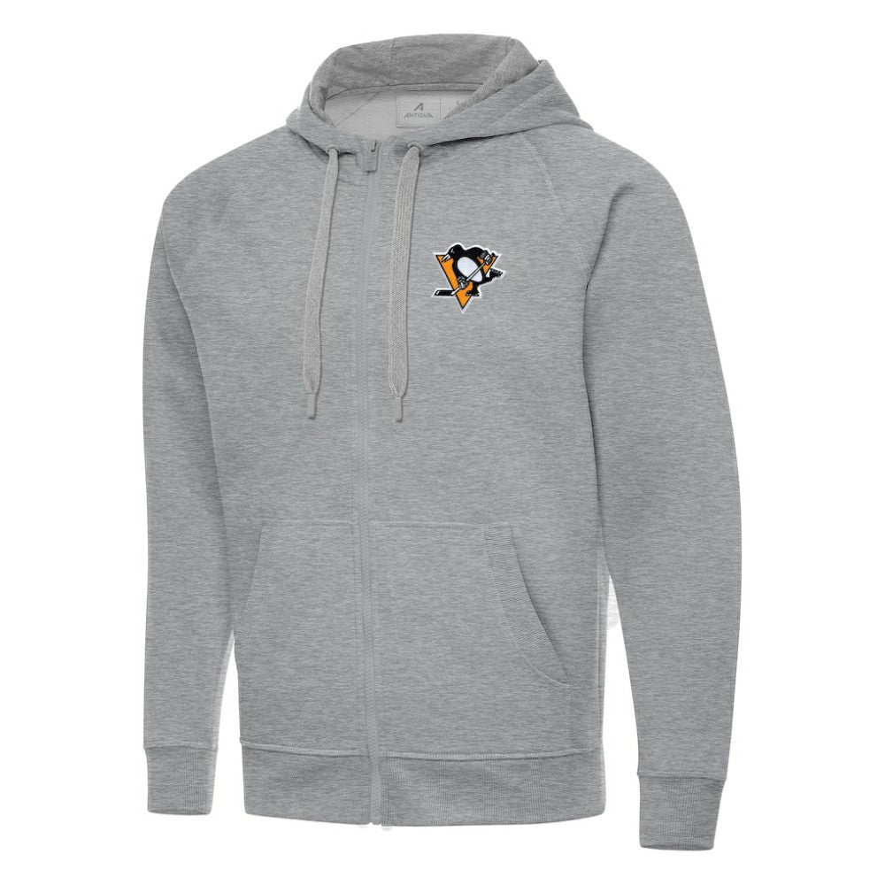 Pittsburgh Penguins Antigua Big & Tall Victory Full-Zip Hoodie - Heather Gray - NHL