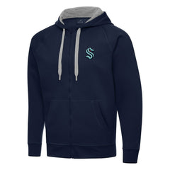 Seattle Kraken Antigua Big & Tall Victory Full-Zip Hoodie - Navy - NHL
