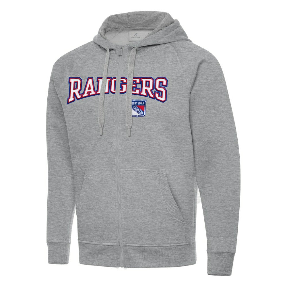New York Rangers Antigua Big & Tall Victory Full-Zip Hoodie - Heather Gray - NHL