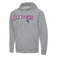 New York Rangers Antigua Big & Tall Victory Full-Zip Hoodie - Heather Gray - NHL