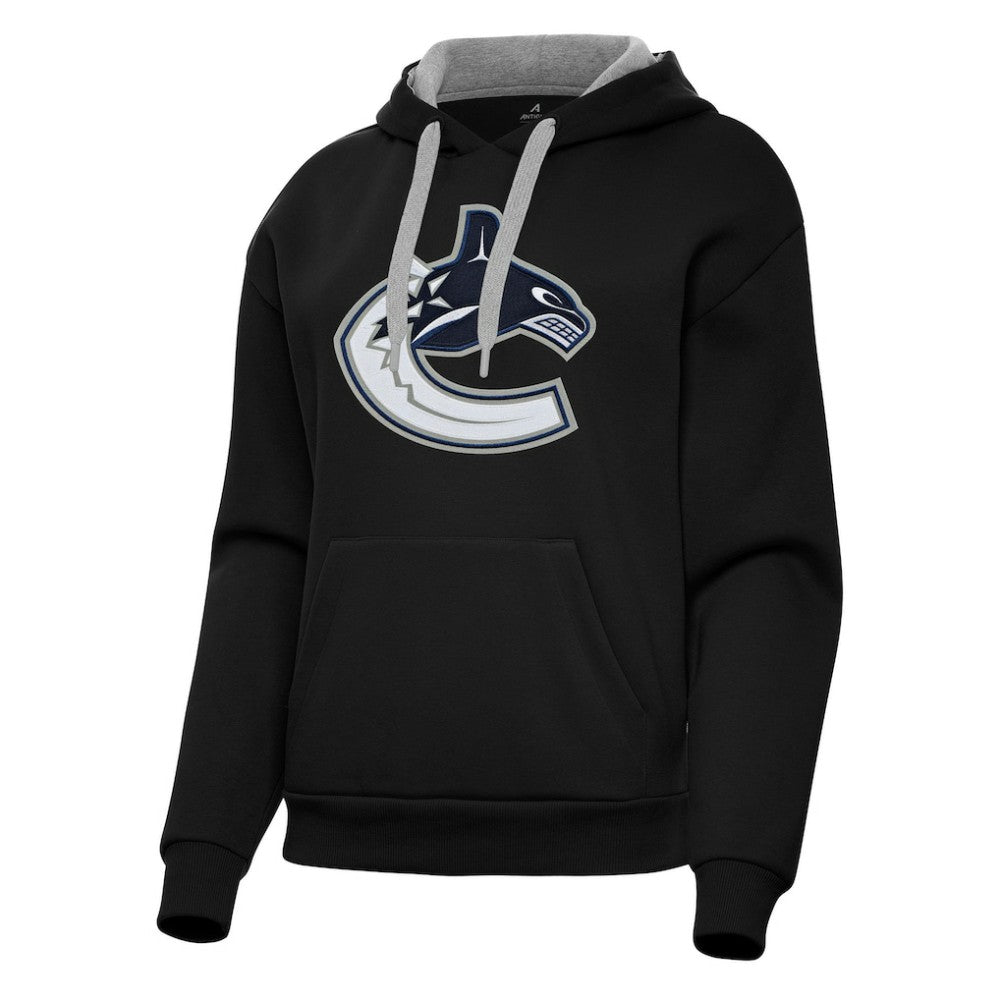 Vancouver Canucks Antigua Women's Victory Pullover Hoodie - Black - NHL