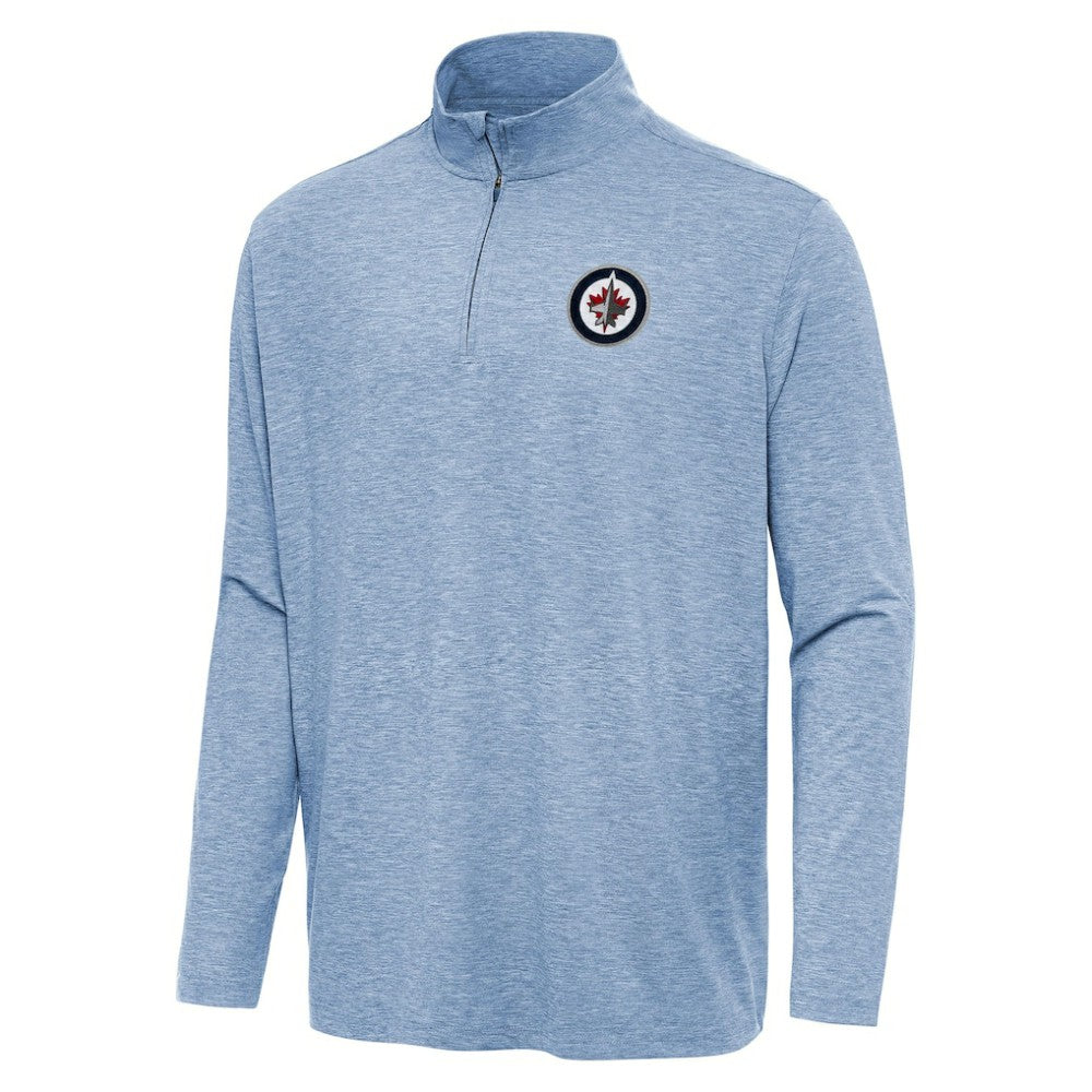 Winnipeg Jets Antigua Hunk Quarter-Zip Top - Heather Blue - NHL
