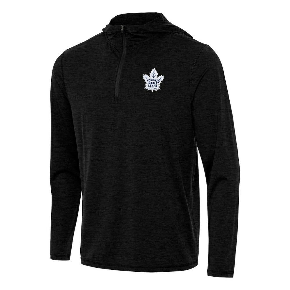 Toronto Maple Leafs Antigua Tidy Quarter-Zip Hoodie - Heather Black - NHL