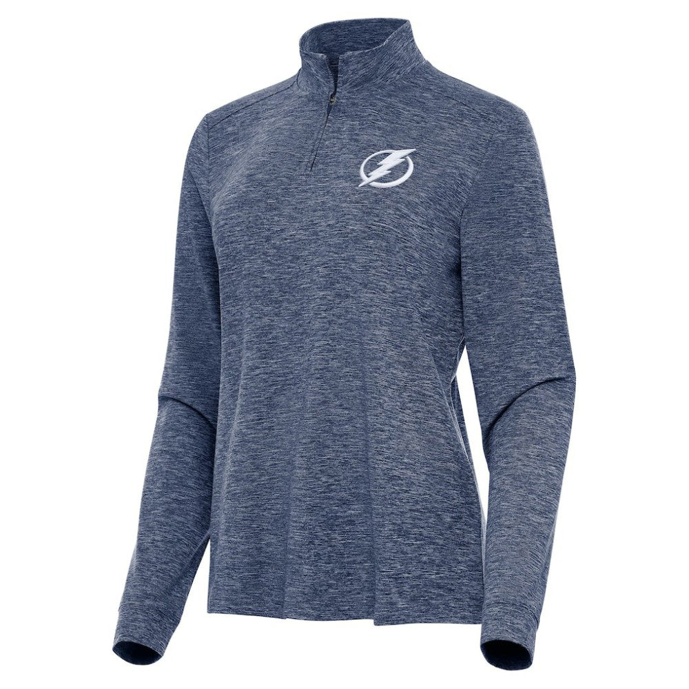 Tampa Bay Lightning Antigua Women's Mentor Quarter-Zip Mock Long Sleeve Top - Heather Navy - NHL