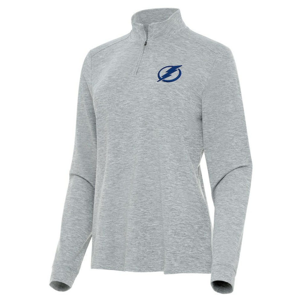 Tampa Bay Lightning Antigua Women's Mentor Quarter-Zip Mock Long Sleeve Top - Heather Gray - NHL