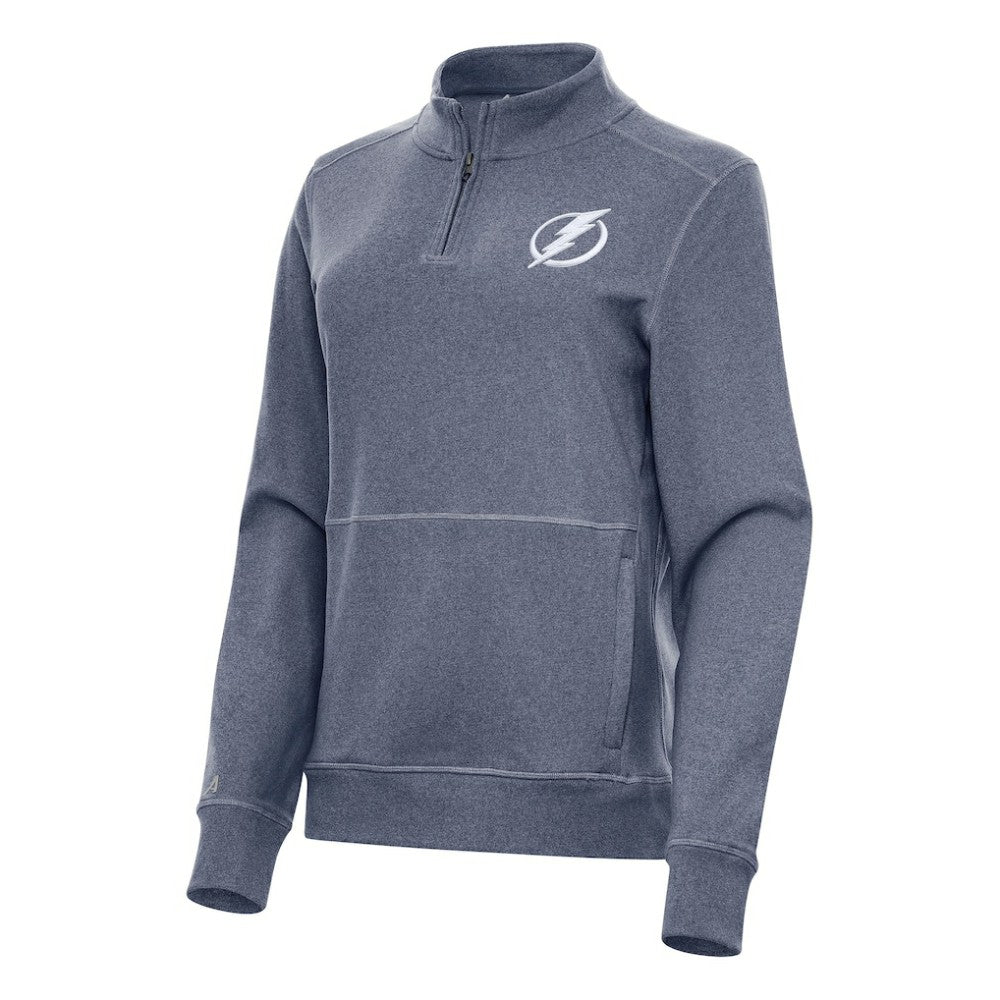 Tampa Bay Lightning Antigua Women's Crush Quarter-Zip Fleece Sweatshirt - Heather Navy - NHL