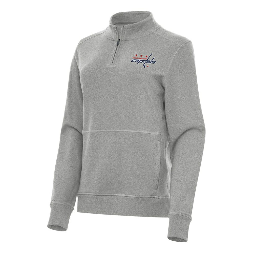Washington Capitals Antigua Women's Crush Quarter-Zip Fleece Sweatshirt - Heather Gray - NHL