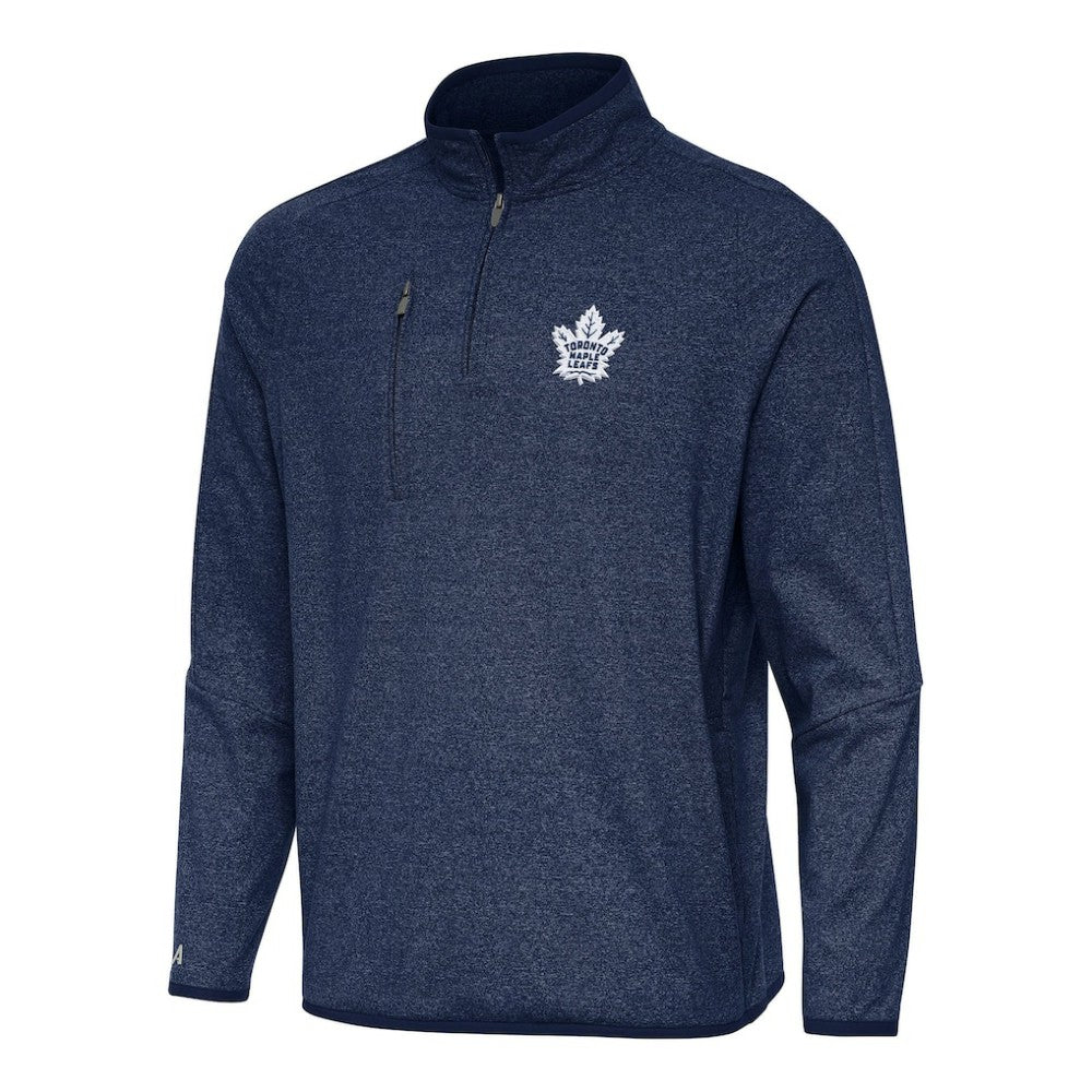 Toronto Maple Leafs Antigua Certain Quarter-Zip Tri-Blend Sweatshirt - Heather Navy - NHL