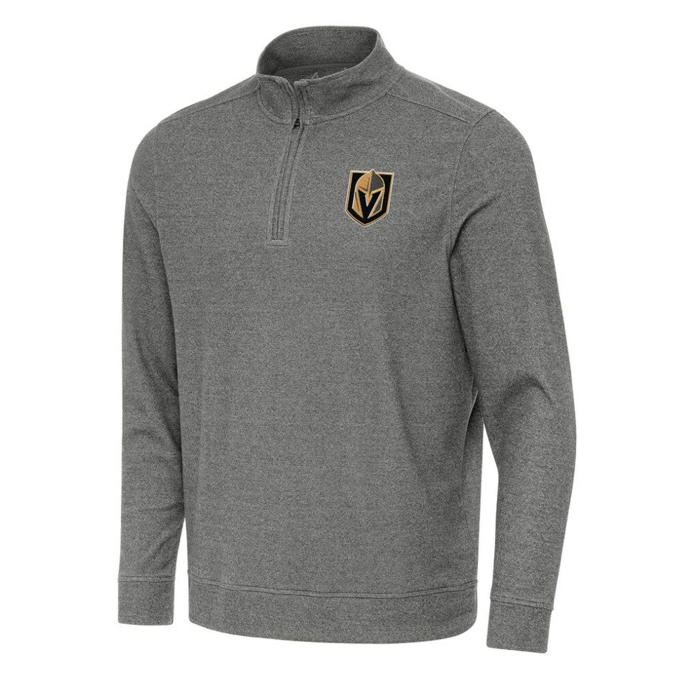 Vegas Golden Knights Antigua Subtle Quarter-Zip Sweatshirt - Heather Black - NHL