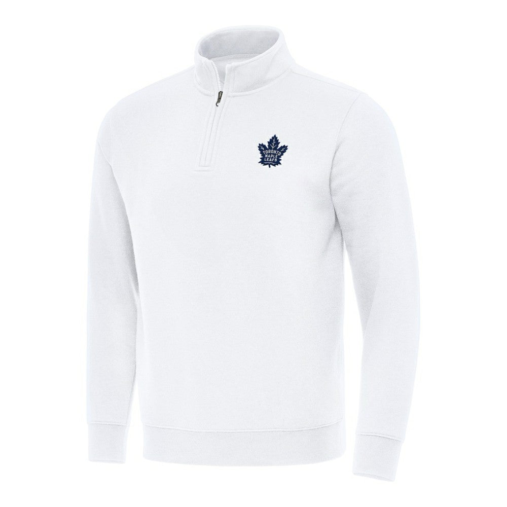 Toronto Maple Leafs Antigua Victory Quarter-Zip Mock Sweatshirt - White - NHL