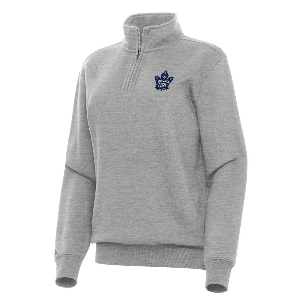 Toronto Maple Leafs Antigua Women's Victory Quarter-Zip Sweatshirt - Heather Gray - NHL