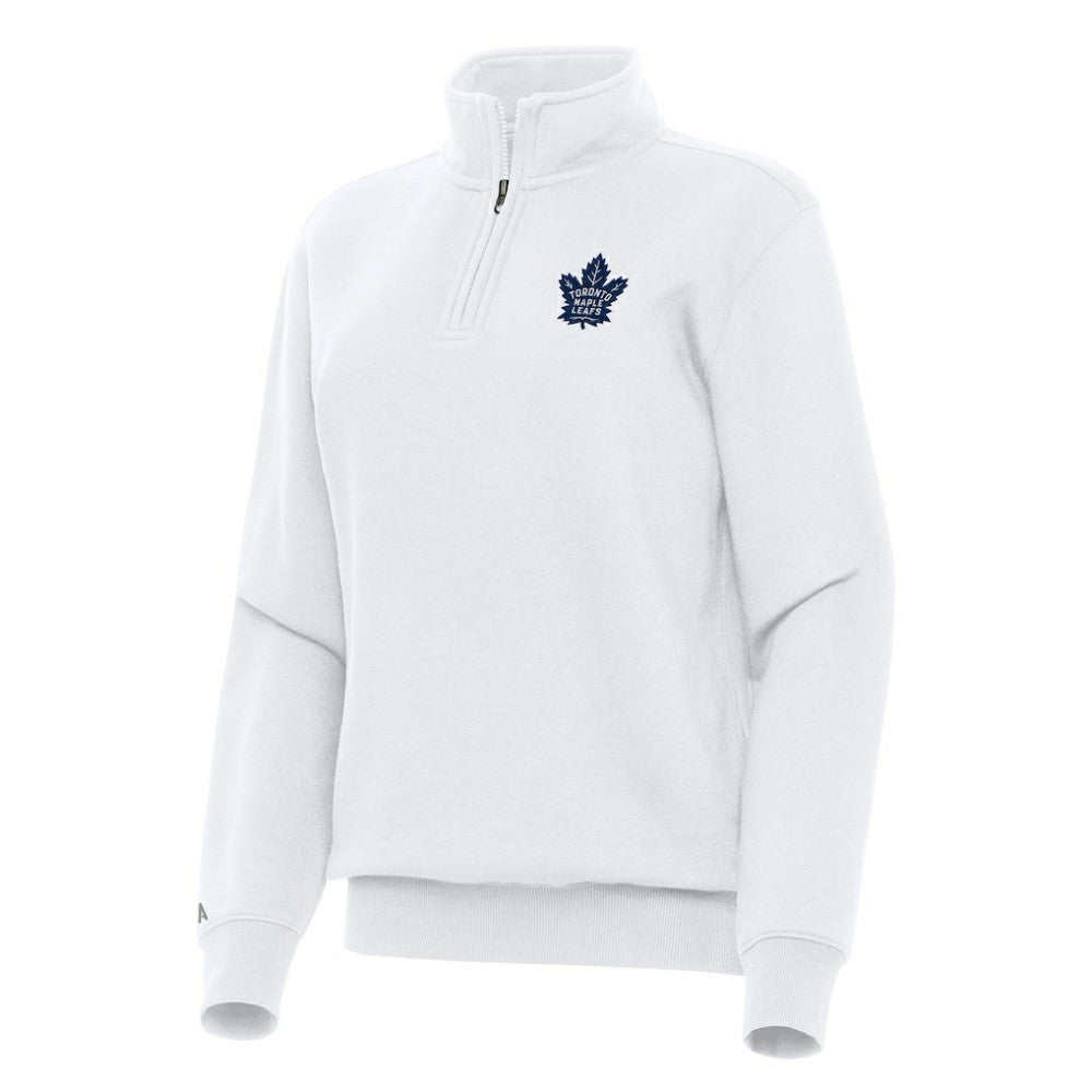 Toronto Maple Leafs Antigua Women's Victory Quarter-Zip Sweatshirt - White - NHL