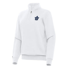 Toronto Maple Leafs Antigua Women's Victory Quarter-Zip Sweatshirt - White - NHL