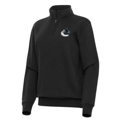 Vancouver Canucks Antigua Women's Victory Quarter-Zip Sweatshirt - Black - NHL