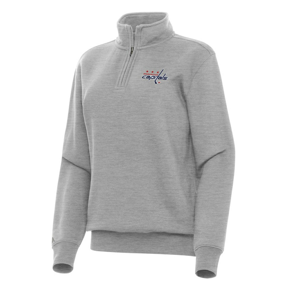 Washington Capitals Antigua Women's Victory Quarter-Zip Sweatshirt - Heather Gray - NHL
