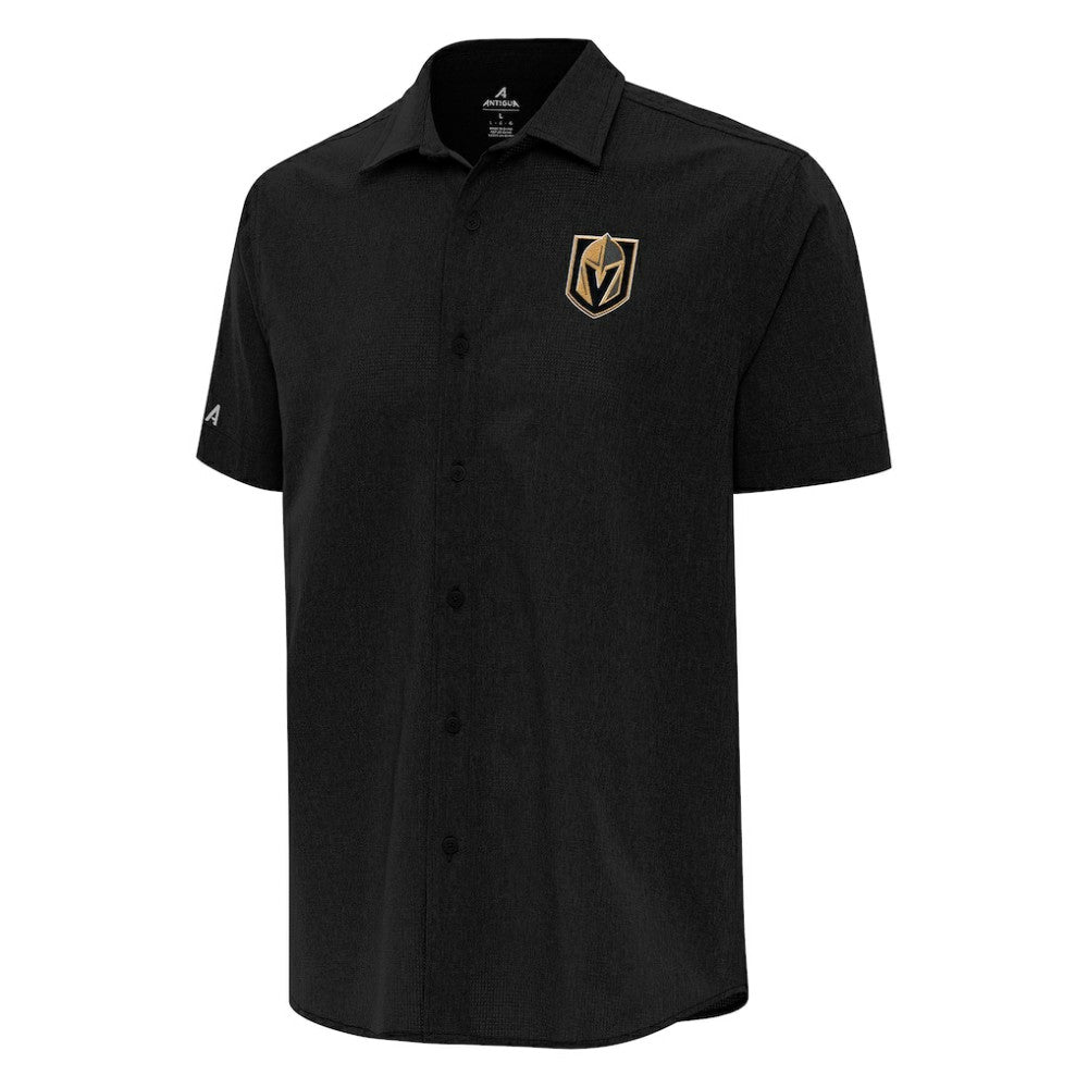 Vegas Golden Knights Antigua Activate Woven Short Sleeve Button-Up Shirt - Black - NHL