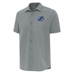 Tampa Bay Lightning Antigua Activate Woven Short Sleeve Button-Up Shirt - Gray - NHL