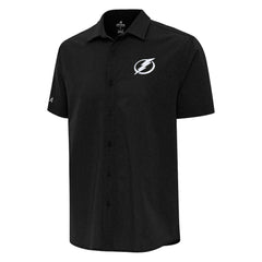 Tampa Bay Lightning Antigua Activate Woven Short Sleeve Button-Up Shirt - Black - NHL