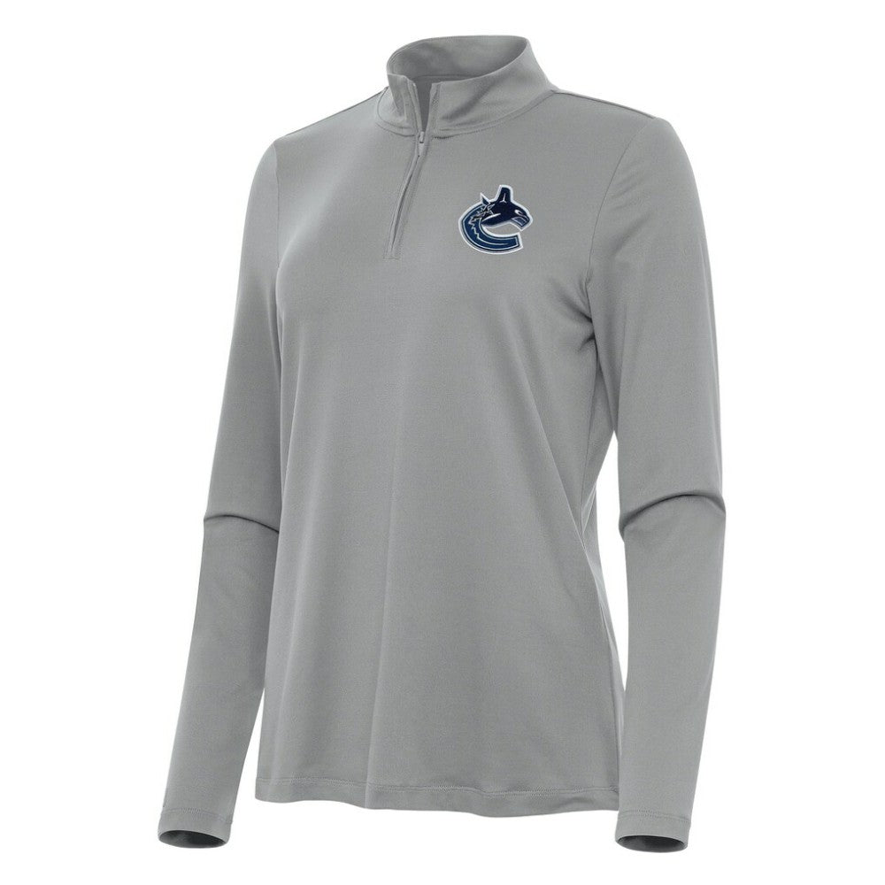 Vancouver Canucks Antigua Women's Reprocess Quarter-Zip Top - Gray - NHL