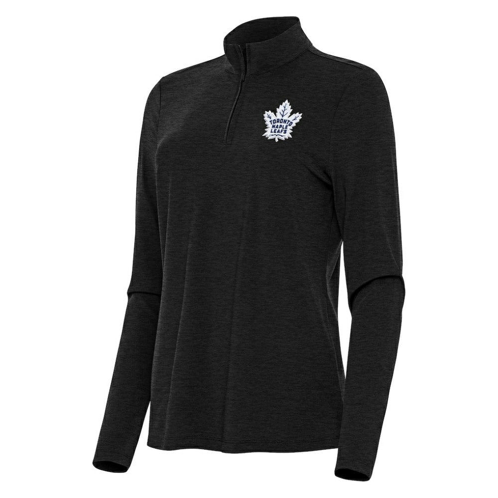 Toronto Maple Leafs Antigua Women's Bright Quarter-Zip Top - Heather Black - NHL