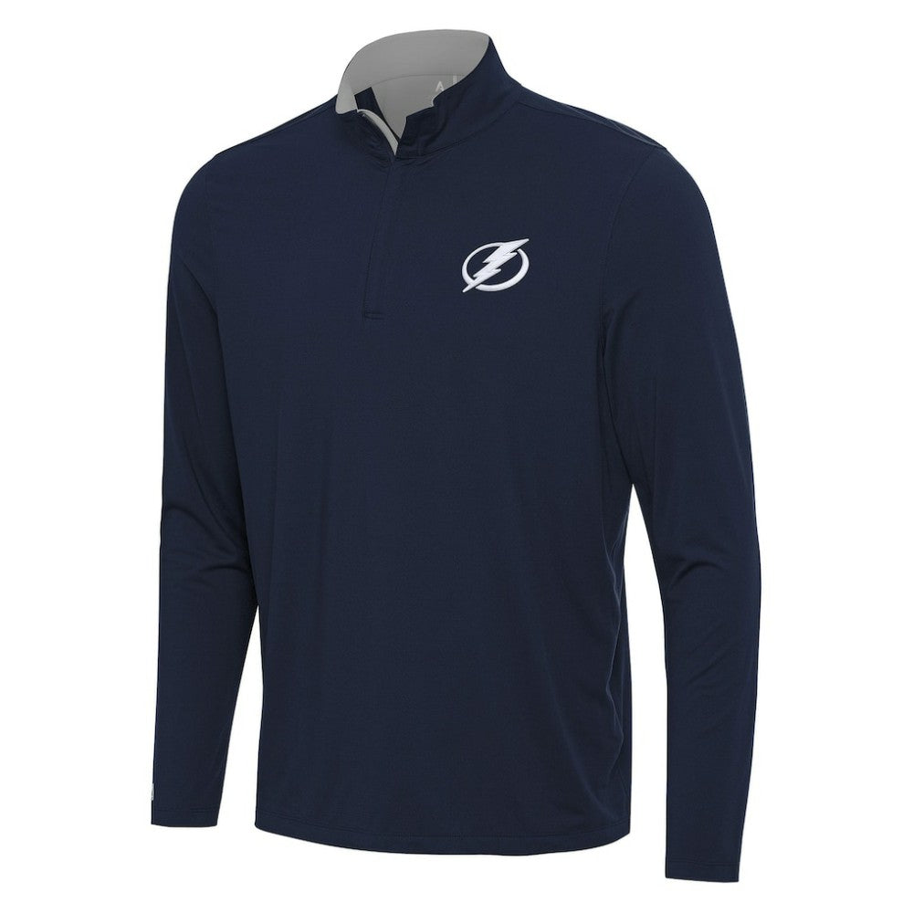 Tampa Bay Lightning Antigua Content Quarter-Zip Pullover Top - Navy/Gray - NHL