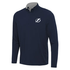Tampa Bay Lightning Antigua Content Quarter-Zip Pullover Top - Navy/Gray - NHL