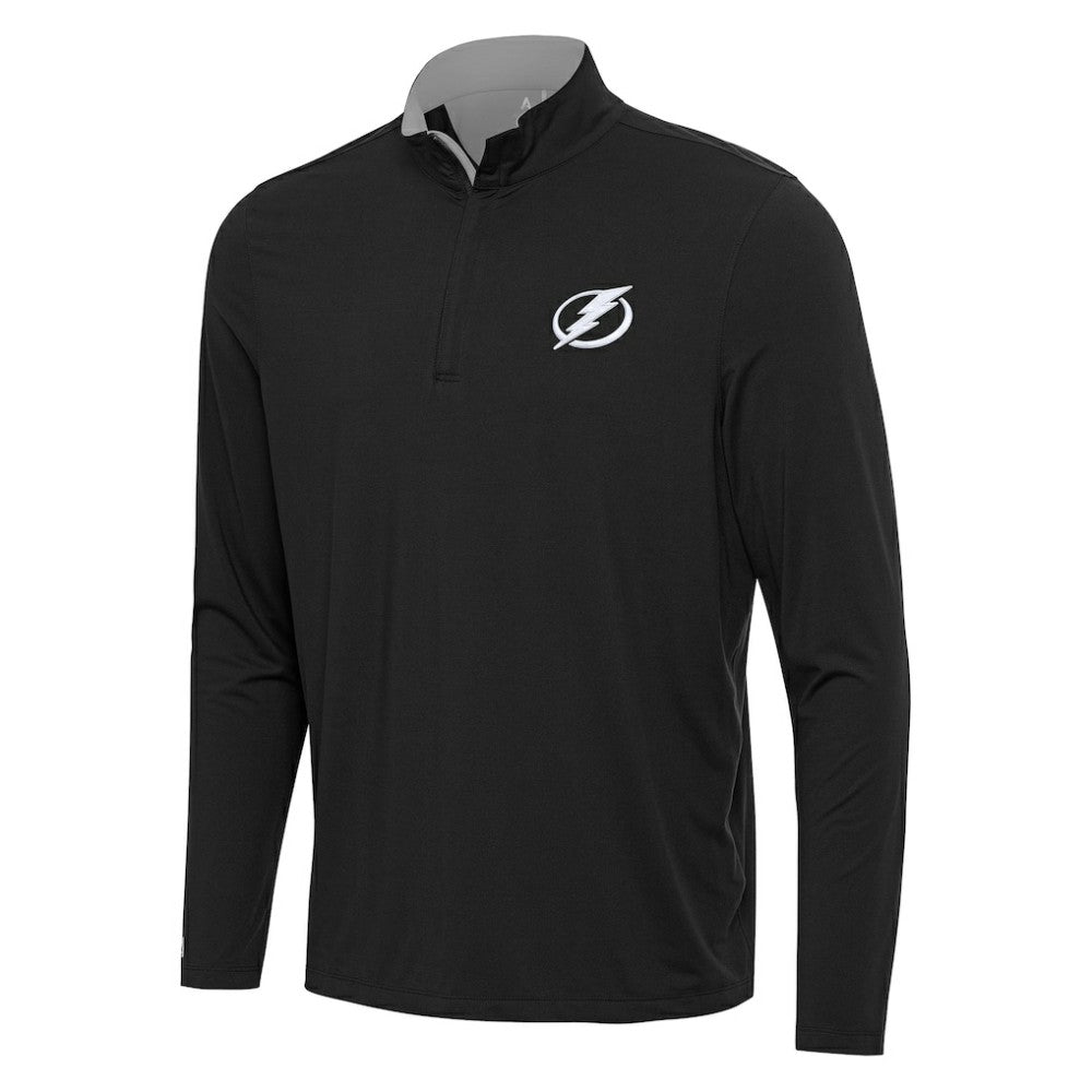 Tampa Bay Lightning Antigua Content Quarter-Zip Pullover Top - Black/Gray - NHL