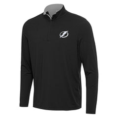 Tampa Bay Lightning Antigua Content Quarter-Zip Pullover Top - Black/Gray - NHL