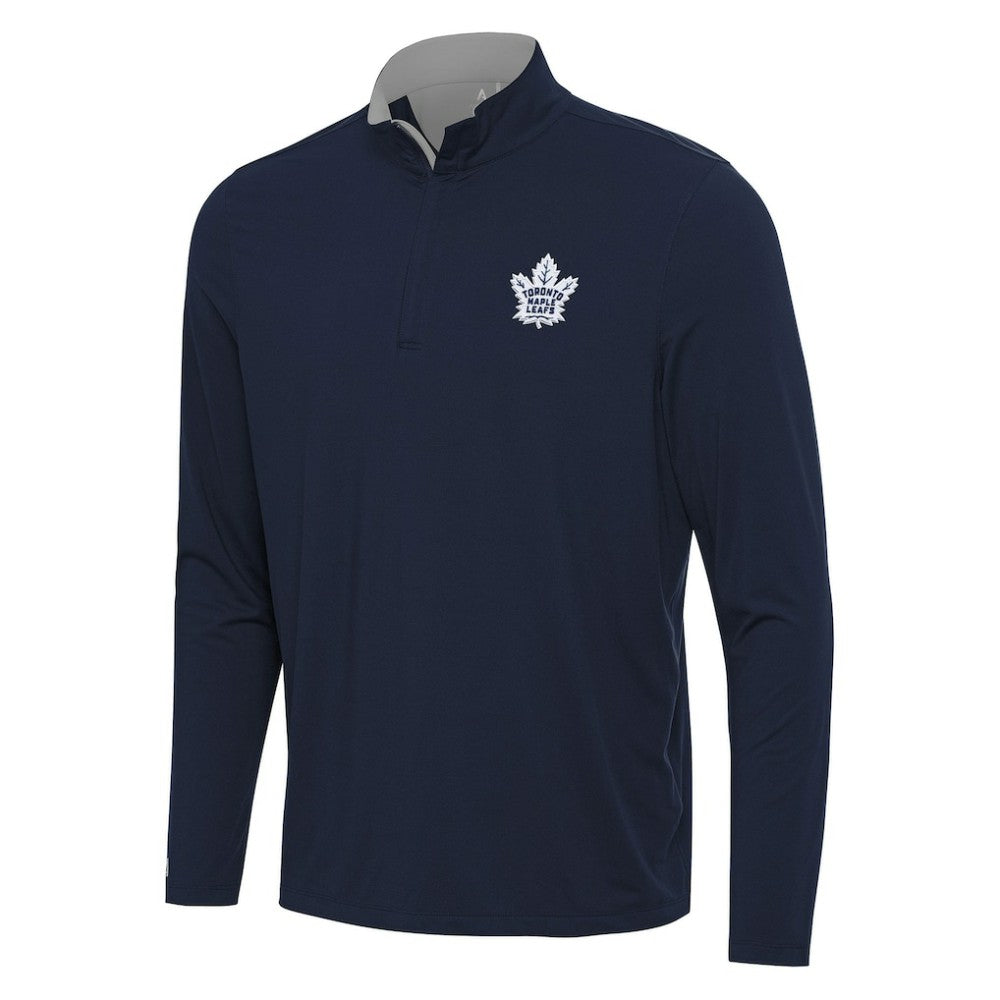 Toronto Maple Leafs Antigua Content Quarter-Zip Pullover Top - Navy/Gray - NHL