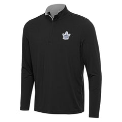 Toronto Maple Leafs Antigua Content Quarter-Zip Pullover Top - Black/Gray - NHL
