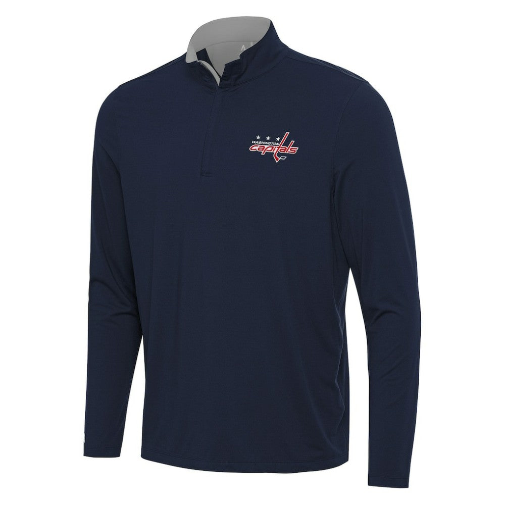 Washington Capitals Antigua Content Quarter-Zip Pullover Top - Navy/Gray - NHL