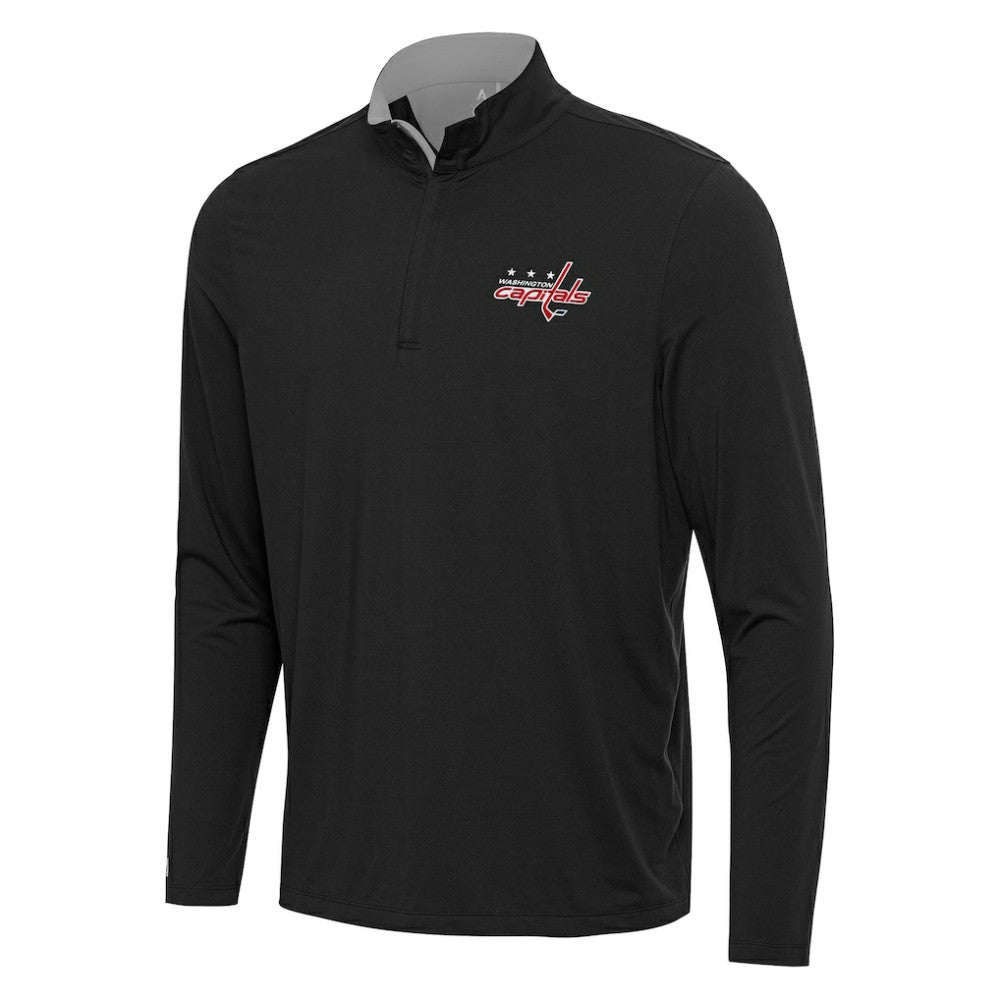 Washington Capitals Antigua Content Quarter-Zip Pullover Top - Black/Gray - NHL