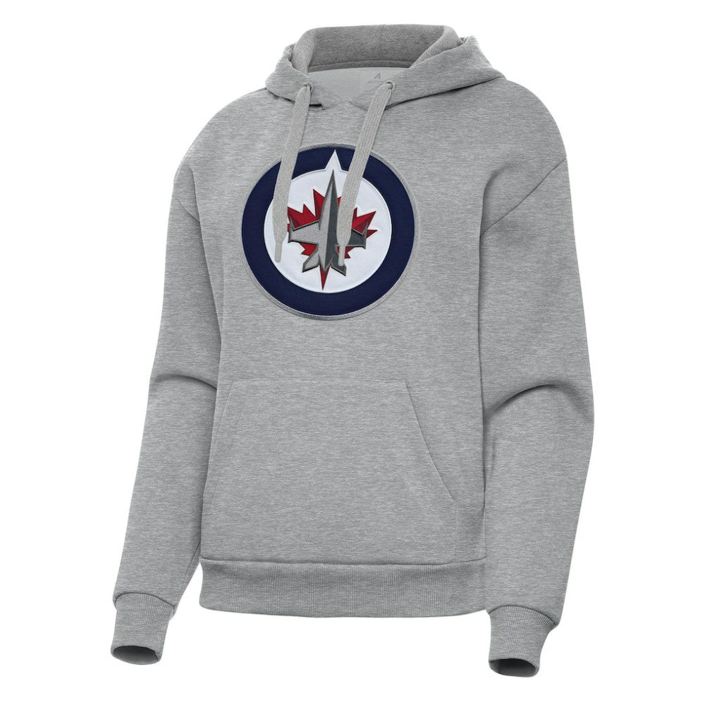 Winnipeg Jets Antigua Women's Victory Pullover Hoodie - Heather Gray - NHL
