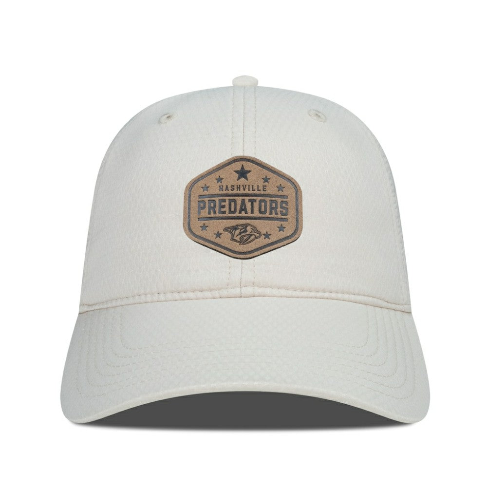 Nashville Predators Men's Levelwear Faux Leather Patch Unstructured Adjustable Hat - Cream - NHL