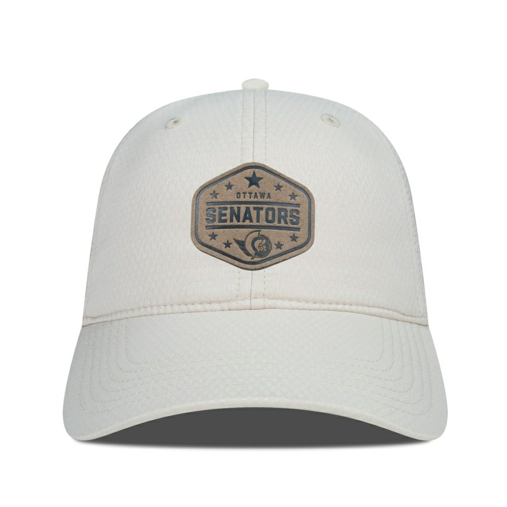 Ottawa Senators Men's Levelwear Faux Leather Patch Unstructured Adjustable Hat - Cream - NHL