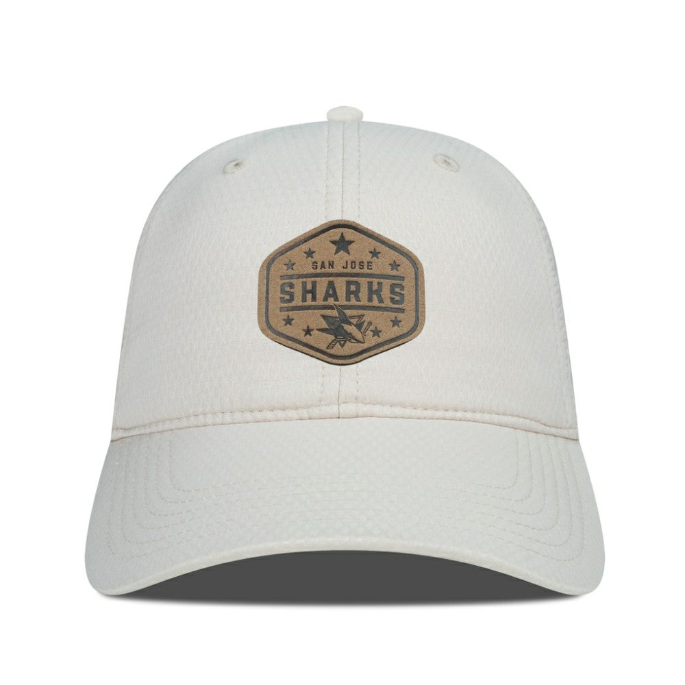 San Jose Sharks Men's Levelwear Faux Leather Patch Unstructured Adjustable Hat - Cream - NHL